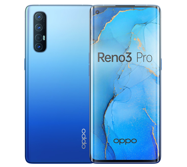  OPPO Reno3 Pro в синем исполнении 