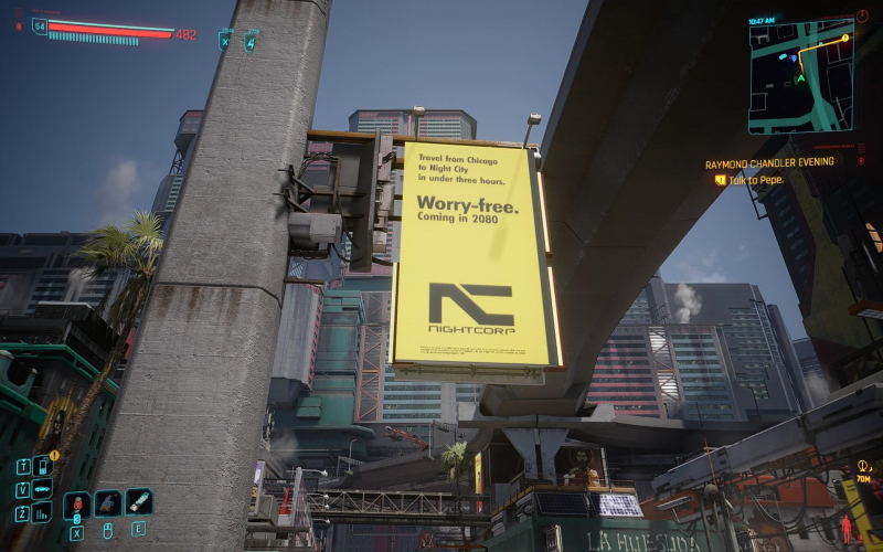  Реклама будущего маршрута от Найт-Сити до Чикаго в Cyberpunk 2077 
