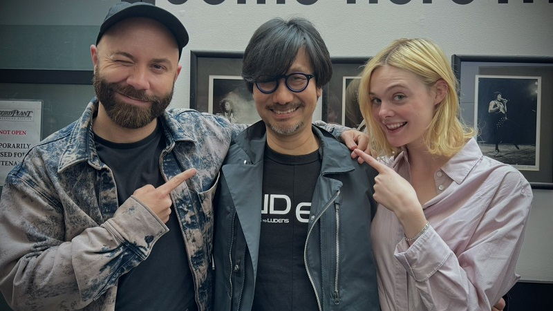  Лемуан (слева), Кодзима (в центре) и Эль Фаннинг (источник изображения: Hideo Kojima в X) 