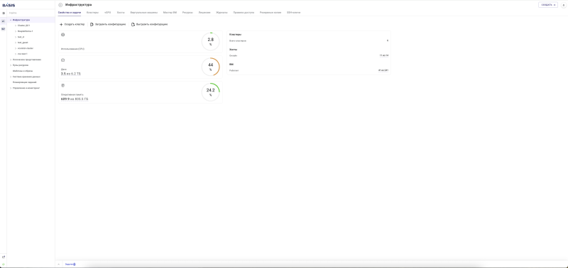  Интерфейс платформы виртуализации рабочих мест и терминального доступа Basis Workplace 