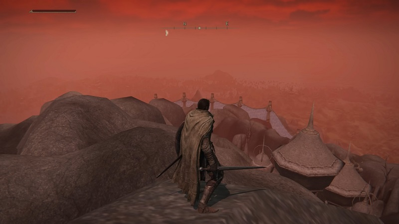 Мир Morrowind в Elden Ring с вершины Красной горы (Источник изображения: InfernoPlus в YouTube) 