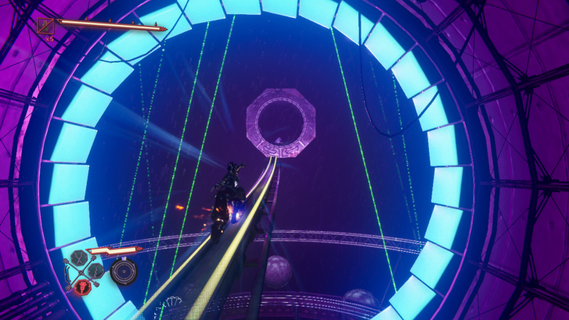 В перерывах между боями игра напоминает трёхмерные игры о Сонике — с ездой по рельсам, быстрым бегом и прыжками в разные стороны