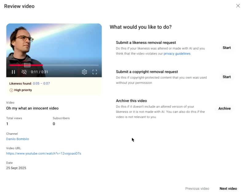  Обнаружен дипфейк! Что будем делать, товарищ оригинал? (источник: YouTube) 