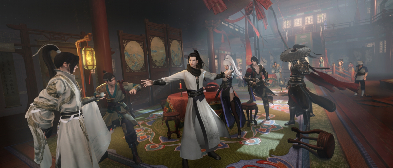  Кто, интересно, на этом скриншоте — аватары игроков, кто — обычные NPC, а кто — наделённые ИИ обитатели фэнтезийного виртуального мира? (источник: SwordofJustice.com) 