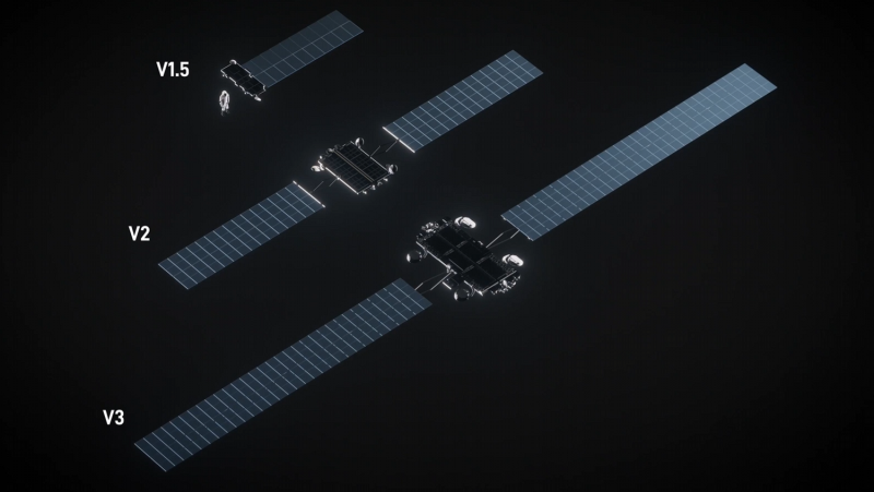  Изменение габаритов спутников Starlink. Графика SpaceX 