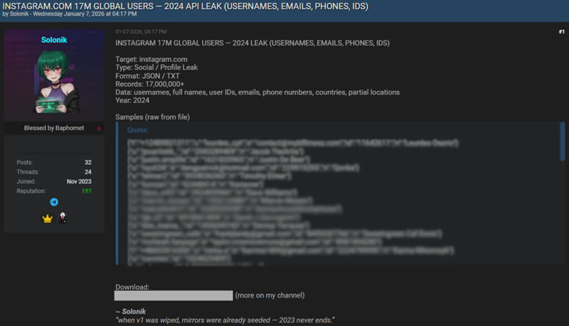 Из I*******m утекли данные 17,5 млн аккаунтов, и ими уже пользуются злоумышленники
