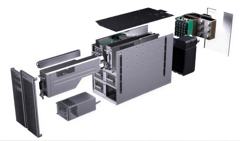  Схема вычислителя CS-1 на основе царь-чипа WSE-1: энергопотребление самого такого процессора &mdash; 15 кВт, ещё 4 кВт уходит на питание жидкостной системы охлаждения, ещё около 1 кВт приходится на неизбежные тепловые потери; итого &mdash; 20 кВт на один-единственный, пусть и способный в одиночку справиться с эмуляцией огромной нейростети, компьютер (источник: Cerebras) 