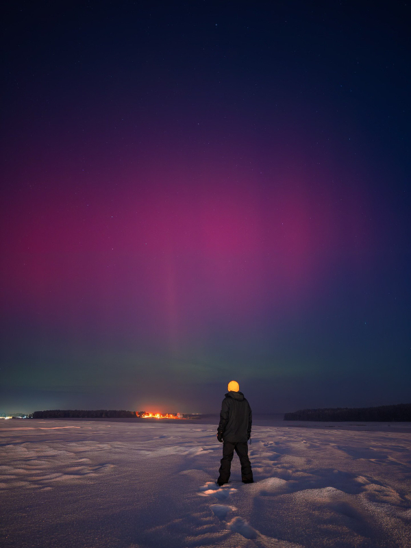  Полярное сияние в небе над Беларусью. Источник изображения: Onliner 