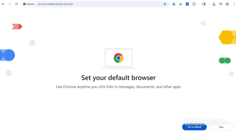  Нынешний вид страницы с предложением сделать Chrome браузером по умолчанию 