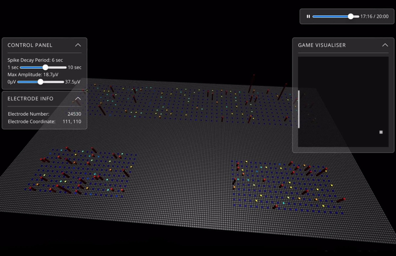 Схема экспериментальной установки, благодаря которой DishBrain обучился игре в Pong: в нижней части расположены электроды для ввода сенсорной информации, в верхней &mdash; для управления виртуальной ракеткой (источник: Cortical Labs) 