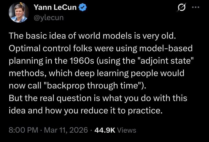  Метод сопряжённых состояний (adjoint state method) в машинном обучении, о котором упоминает Лекун в этом твите, действительно восходит к теории оптимального управления, развивавшейся в середине прошлого века Львом Понтрягиным и его учениками. См. &laquo;принцип максимума Понтрягина&raquo;: отыскание наилучшего возможного управления для перевода динамической системы из одного состояния в другое, особенно при наличии ограничений на состояние или входные элементы управления (источник: X) 