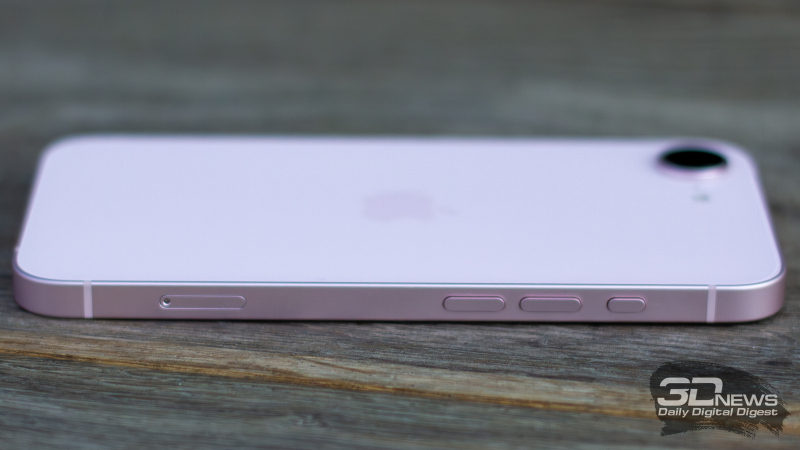  Apple iPhone 17e: слот для SIM-карты, клавиши регулировки громкости и Action-клавиша 