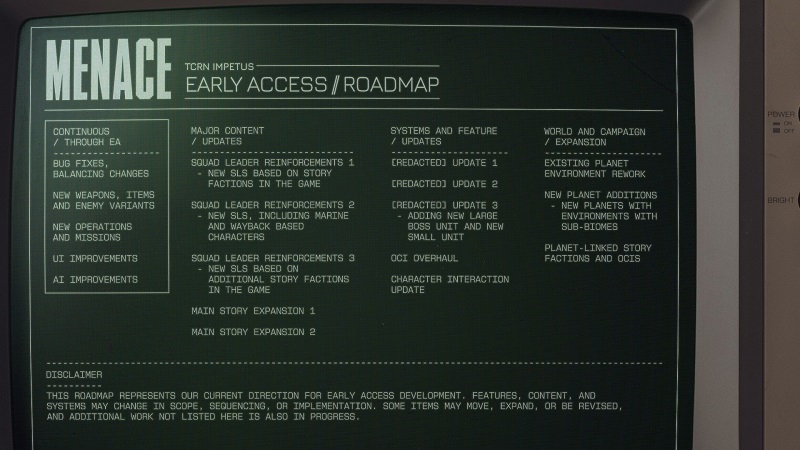  План разработчиков на ранний доступ Menace (источник изображения: Steam) 