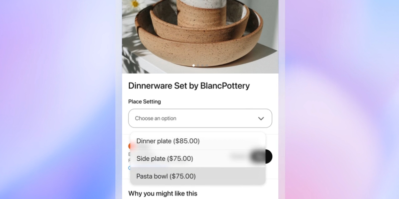  Предлагая доступный товар ритейлера-партнёра, Instant Checkout выведет в чат его изображение, поможет уточнить основные характеристики и даже разъяснит во всех деталях, по какой именно причине эта вот вещь придётся по душе данному конкретному покупателю (источник: OpenAI) 