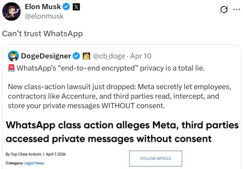 Соцсеть X запустит приложение XChat для iPhone и iPad с шифрованием, звонками и передачей документов 17 апреля