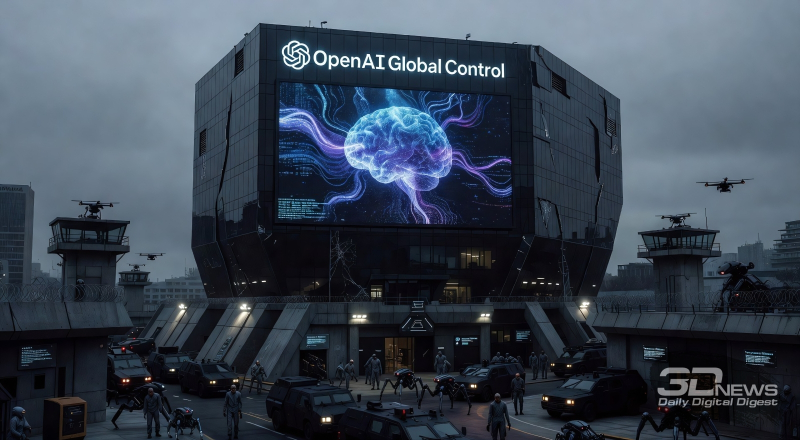  А вот так могла бы выглядеть штаб-квартира OpenAI, превратившейся после получения и повсеместного внедрения AGI в каноническую киберпанковскую Корпорацию Зла (источник: ИИ-генерация на основе модели Grok Imagine) 