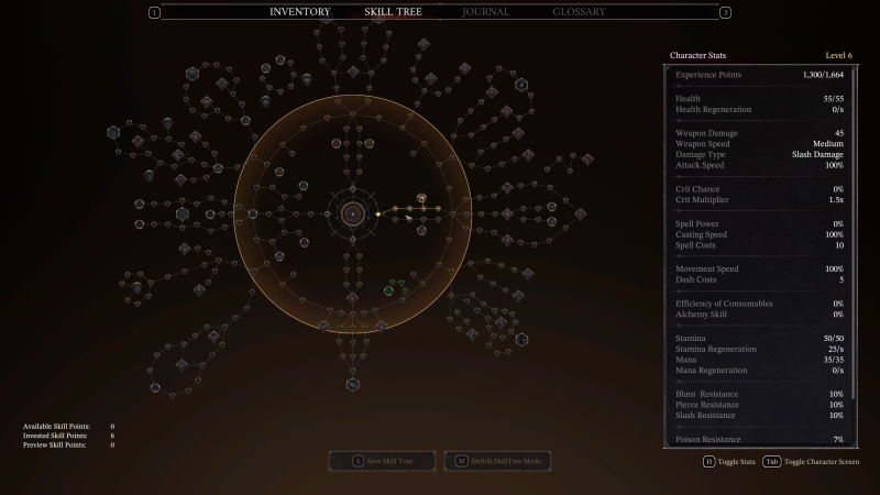  Внешне местное &laquo;колесо&raquo; прокачки напоминает о Path of Exile &mdash; здесь преимущественно представлены процентные добавки к характеристикам, но и интересных навыков хватает 