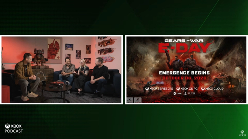  Логотип PS5 в списке платформ Gears of War: E-Day с официального подкаста Xbox 