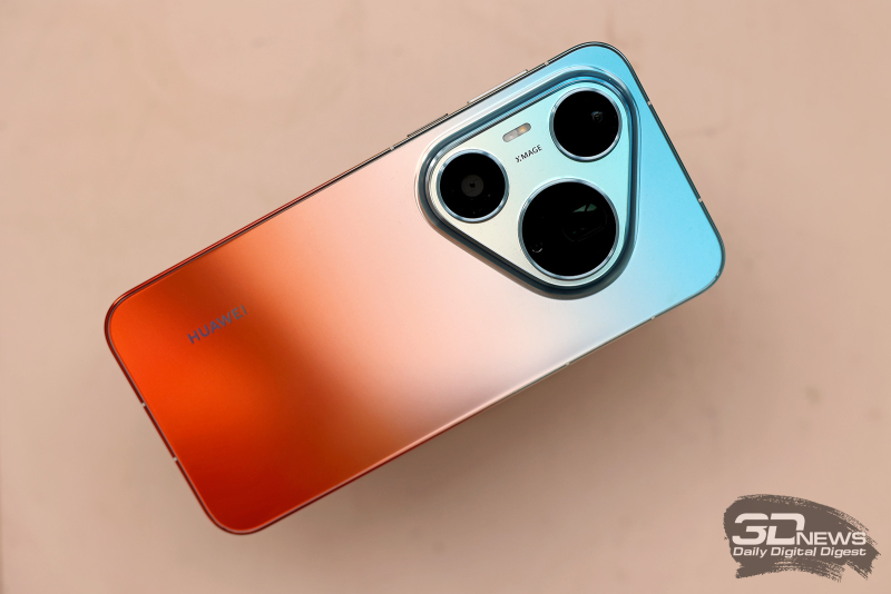  HUAWEI Pura 90s Pro Max, задняя панель: выделяется треугольный блок с тремя камерами, дополнительными сенсорами и двойной светодиодной вспышкой 