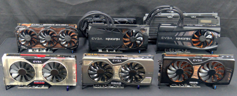  Видеокарты EVGA Kingpin разных поколений 